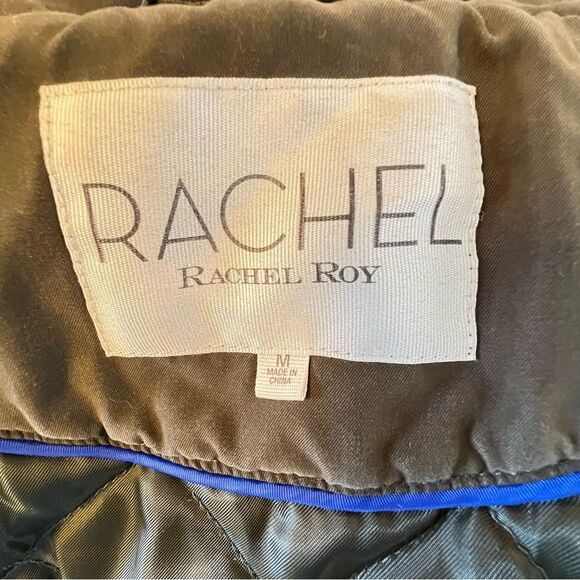 Olive Green Winter Coat ~ Rachel Roy ~ Fur Trim Hooded Jacket ~ Women’s M ~ EUC - Picture 8 of 13